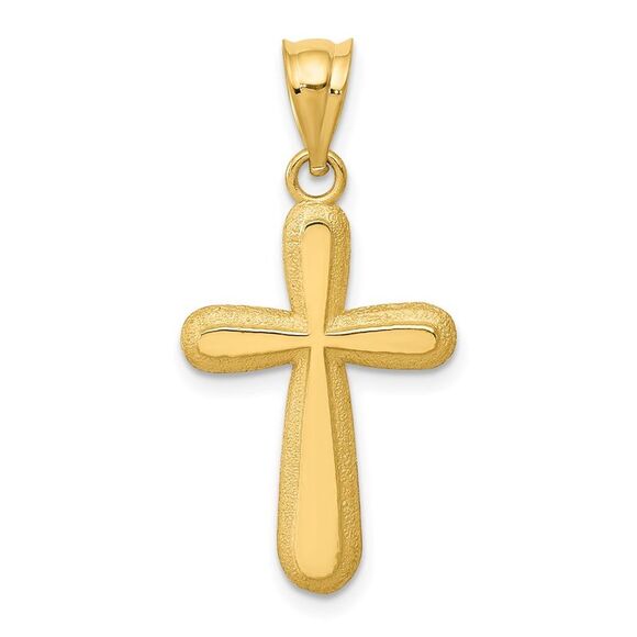 14k Yellow Gold Polished Cross Pendant